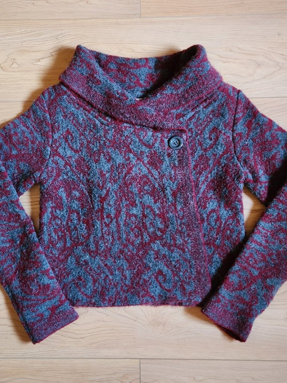 Elegant Retro Boat-Neck Wrap Sweater Medium